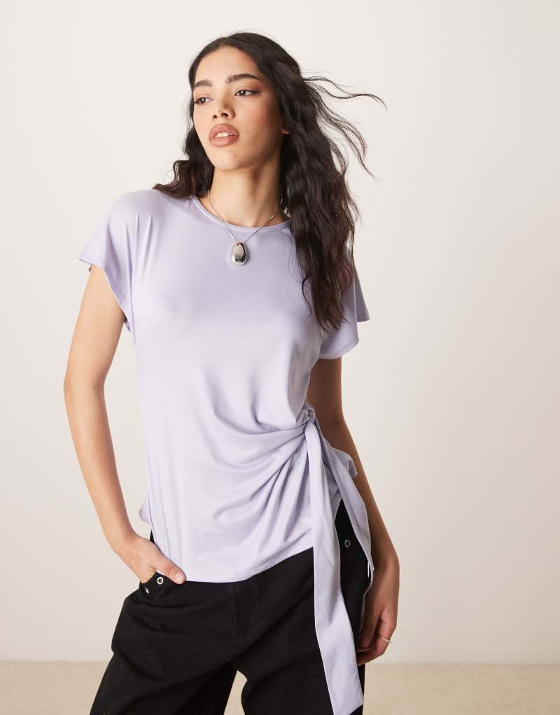 ASOS DESIGN tie waist top in buttermilk Asos Design