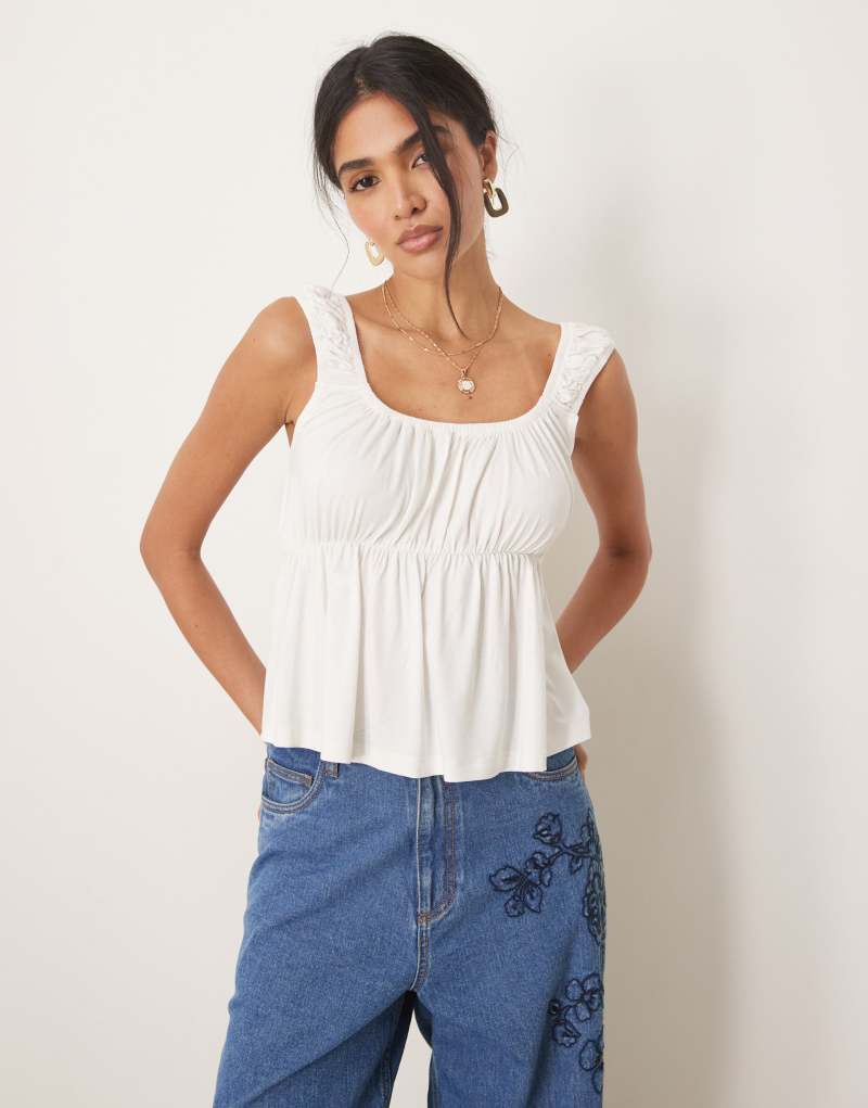 ASOS DESIGN babydoll cami top in ivory Asos Design