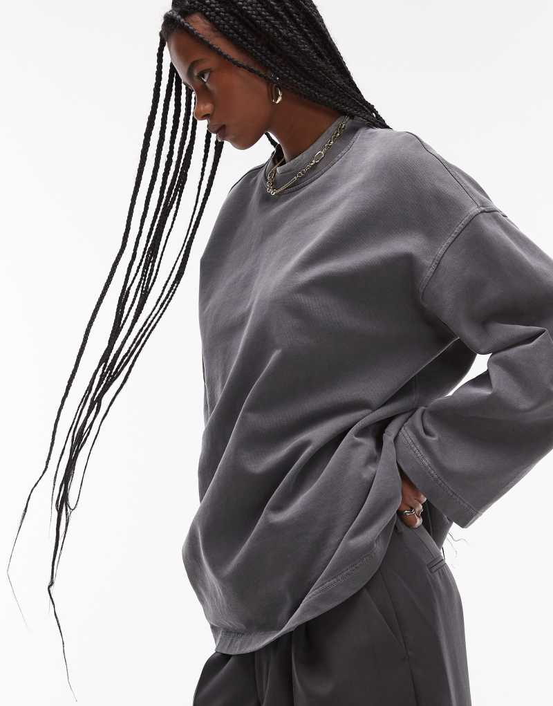 ARKET oversized sweatshirt with wide sleeves in washed black Arket