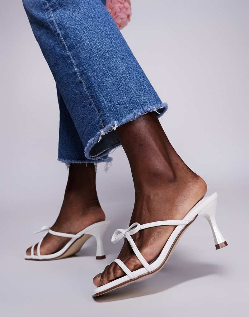 Public Desire Asuka bow kitten heeled sandals in white Public Desire