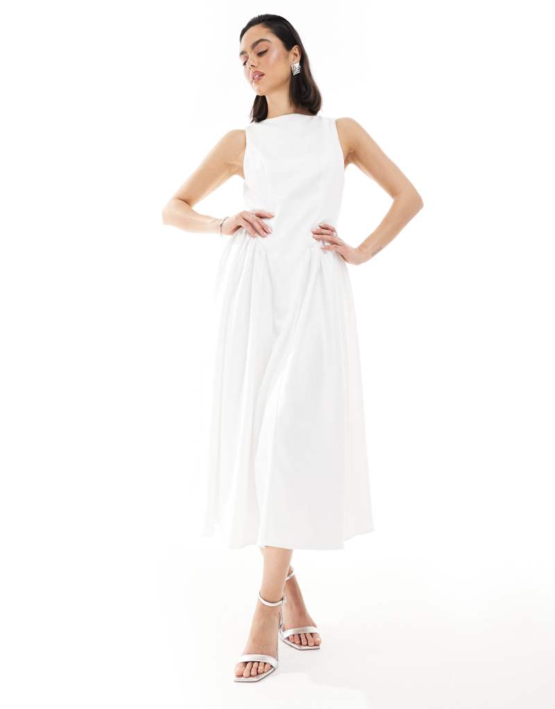 Six Stories Bridal drop waist midaxi dress in ivory Six Stories