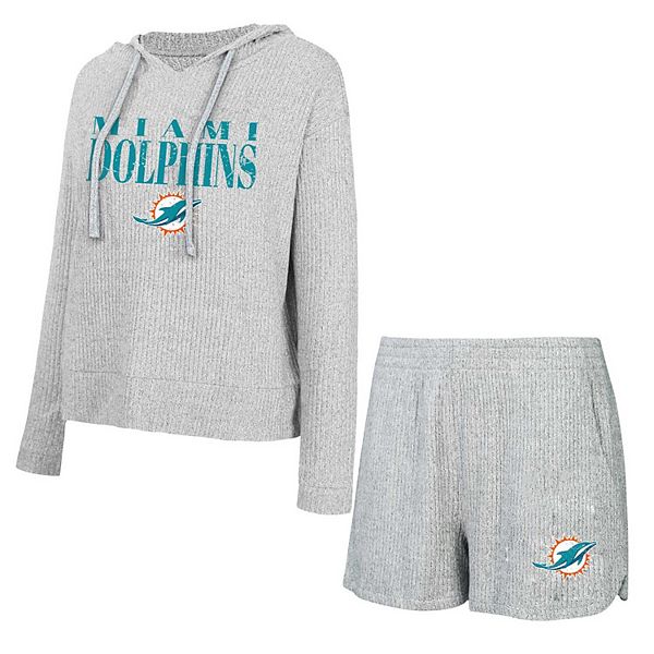 Женский комплект Concepts Sport из мягкой ткани с лонгсливом и шортами Miami Dolphins Unbranded