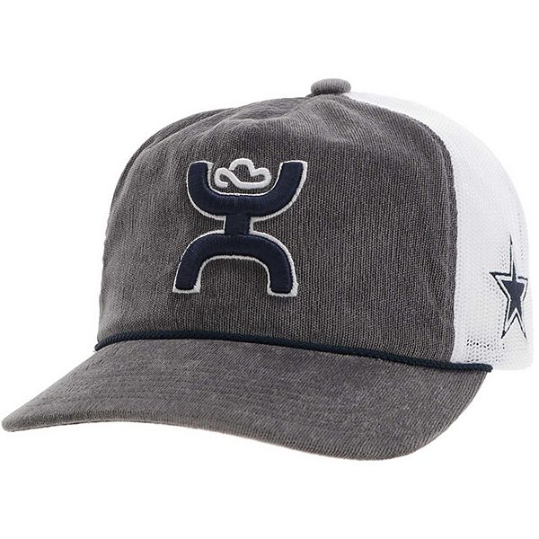 Men's HOOey Gray Dallas Cowboys H Cord Trucker Adjustable Hat Hooey