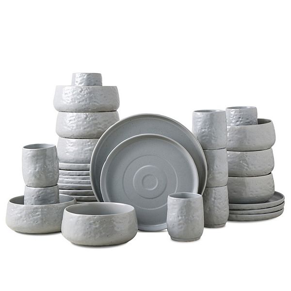 Stone by Mercer Project SHOSAI Stoneware 32 Pieces Dinnerware Set in Grey Stone by Mercer