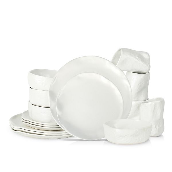 Stone by Mercer Project ATIK Stoneware 16-Piece Dinnerware Set in White Stone by Mercer