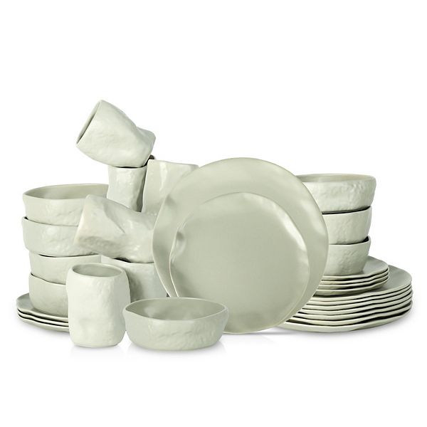 Stone by Mercer Project ATIK Stoneware 32-Piece Dinnerware Set in Sage-Grey Stone by Mercer