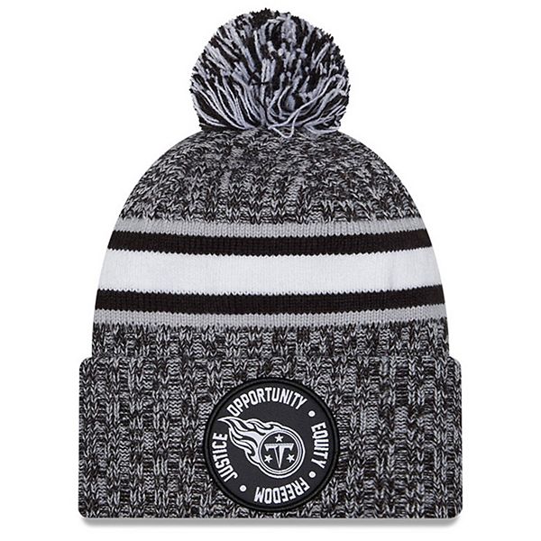 Men's New Era Heather Black Tennessee Titans 2023 Inspire Change Cuffed Knit Hat With Pom New Era x Staple