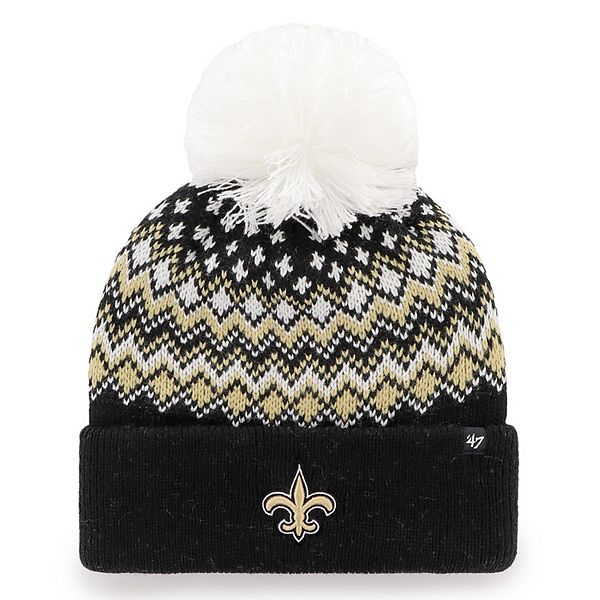 Women's '47 Black New Orleans Saints Elsa Cuffed Pom Knit with Hat Unbranded