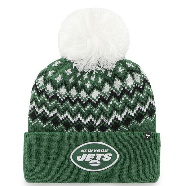 Women's '47 Green New York Jets Elsa Cuffed Pom Knit with Hat Unbranded