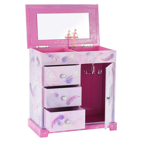 Pink And Purple Ballerina 3 Drawers Jewelry Box For Girls Jewelkeeper