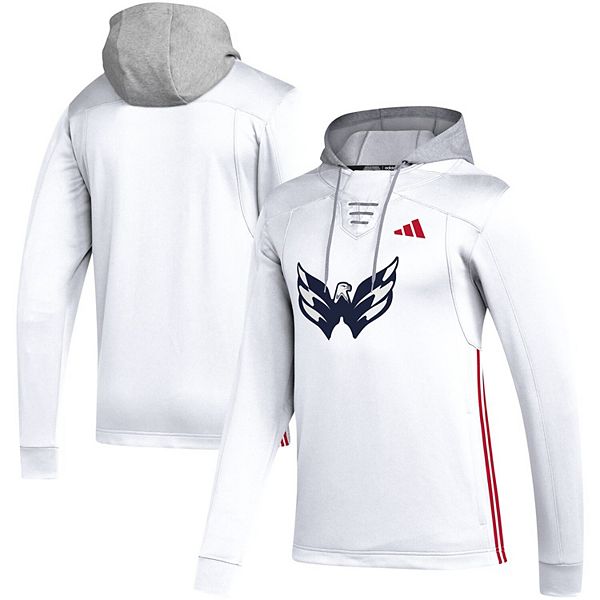 Men's adidas White Washington Capitals Refresh Skate Lace AEROREADY Pullover Hoodie Unbranded