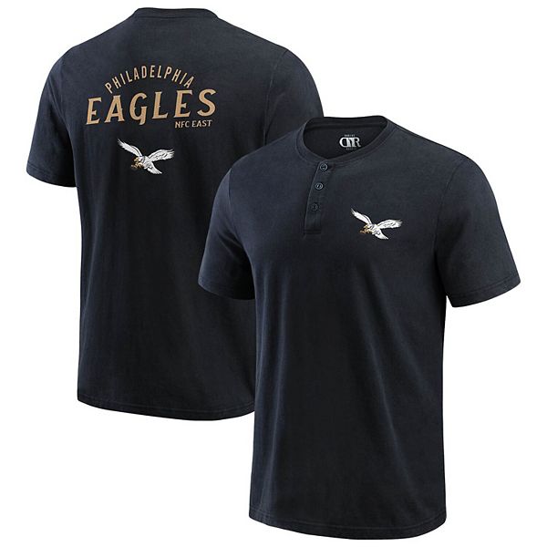 Men's Darius Rucker Collection by Fanatics Black Philadelphia Eagles Washed Henley T-Shirt Darius Rucker Collection by Fanatics