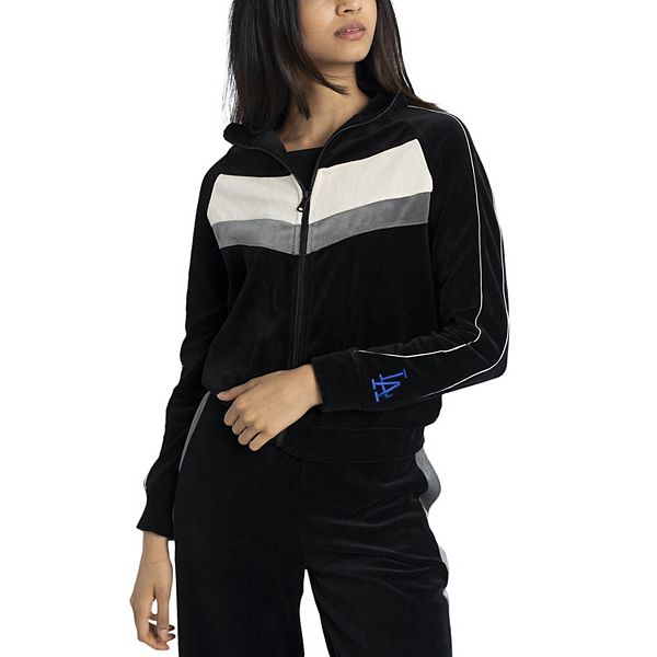 Women's Lusso Black Los Angeles Dodgers Nixie Raglan Full-Zip Jacket Lusso