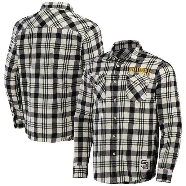 Men's Darius Rucker Collection by Fanatics Black San Diego Padres Plaid Flannel Button-Up Shirt Darius Rucker Collection by Fanatics