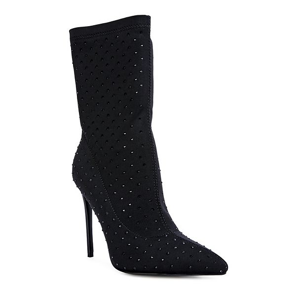 London Rag Cheugy Women's Rhinestone High Heel Ankle Boots London Rag