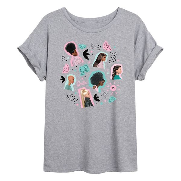 Juniors' Barbie Spring Collage Flowy Tee Barbie