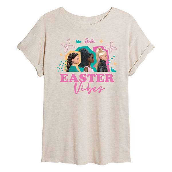 Juniors' Barbie Easter Vibes Oversized Tee Barbie