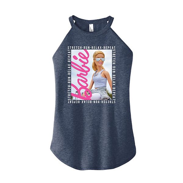 Juniors' Barbie® Stretch Run Relax Repeat High Neck Tank Barbie