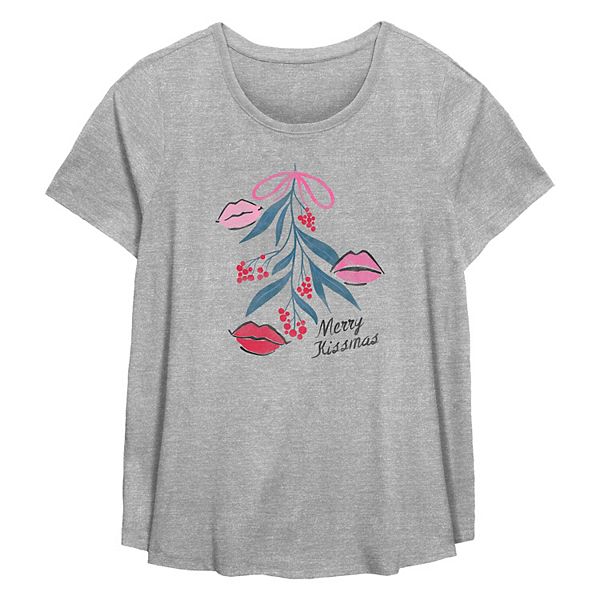 Plus Size Mistletoe Merry Kissmas Flowy Graphic Tee Unbranded