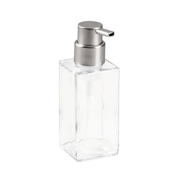 iDesign Casilla Modern Glass Foaming Soap Dispenser Pump for Kitchen, Bathroom Vanities - Clear/Brushed iDesign