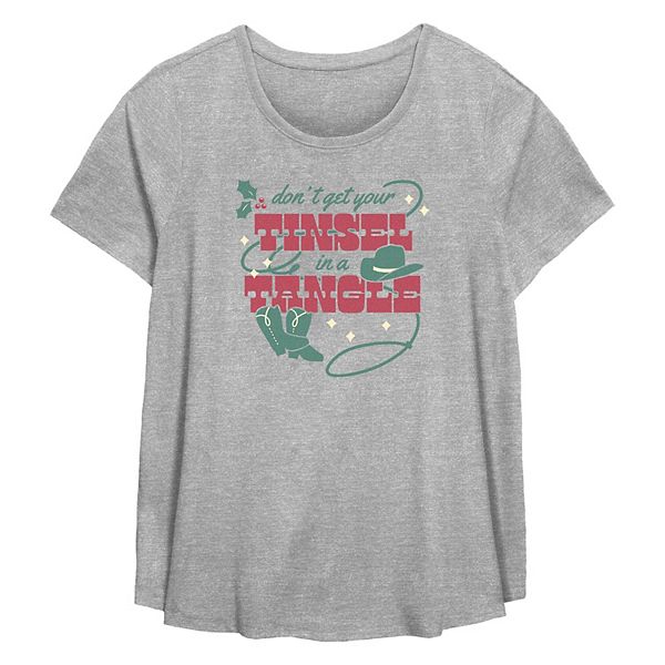 Plus Size Don't Get Your Tinsel In A Tangle Flowy Graphic Tee Unbranded