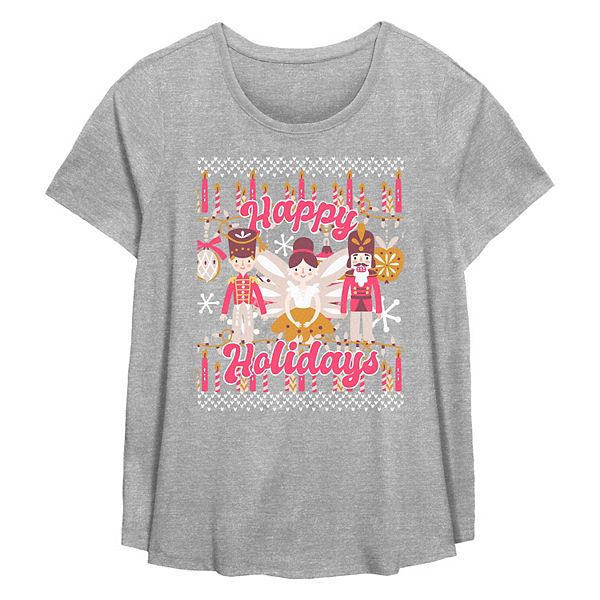 Plus Size Happy Holidays From The Nutcracker And Ballerina Flowy Graphic Tee Unbranded