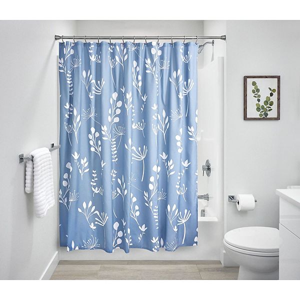 iDesign Isla Shower Curtain – 11.55” L x 9.95” W x 1.5” H, Blue Bathroom Curtain iDesign