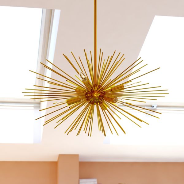 Nikko 6L Starburst Gold Mid-Century Modern Pendant Light Vaxcel