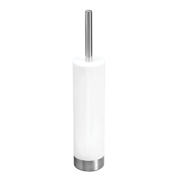 iDesign Slim Toilet Bowl Brush and Holder for Bathroom Storage - White/Brushed Stainless Steel iDesign