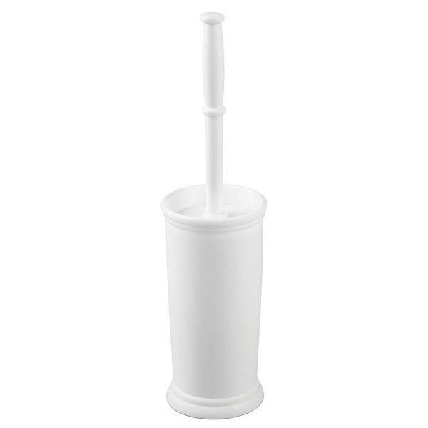 iDesign Kent Toilet Bowl Brush and Holder for Bathroom Storage - White iDesign