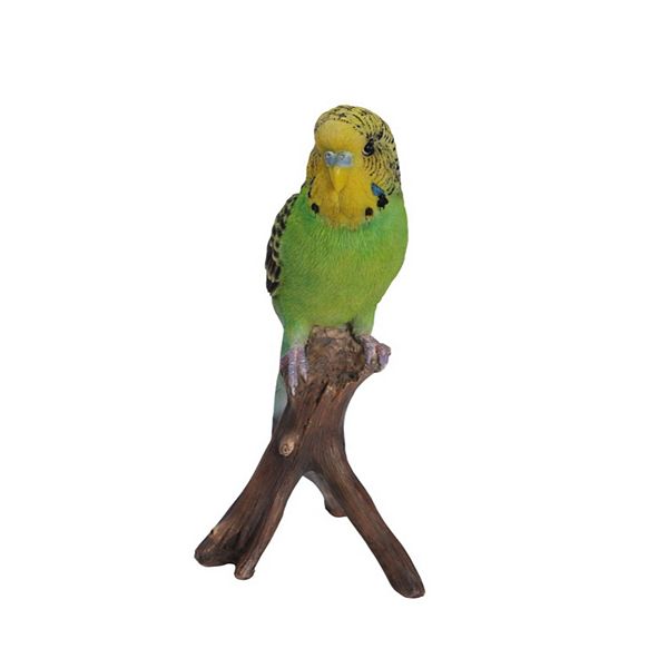 6.5" Green and Gray Budgie on Branch Figurine Hi-Line Gifts