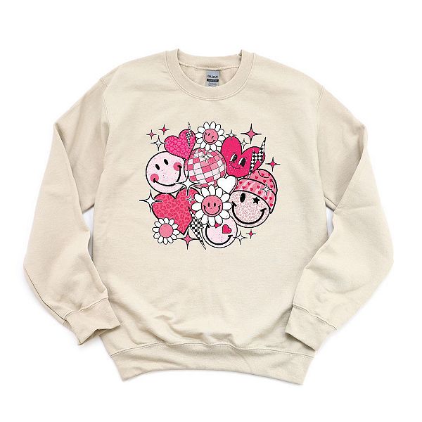 Pink Flower Hearts Sweatshirt Simply Sage Market