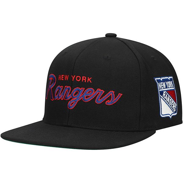 Men's Mitchell & Ness Black New York Rangers Core Team Script 2.0 Snapback Hat Mitchell & Ness