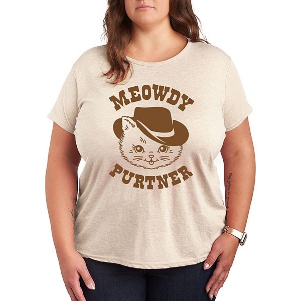 Plus Cat Cowboy Meowdy Purtner Graphic Tee Licensed Character