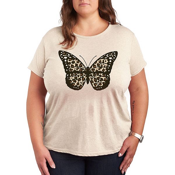 Plus Leopard Print Butterfly Graphic Tee Licensed Character