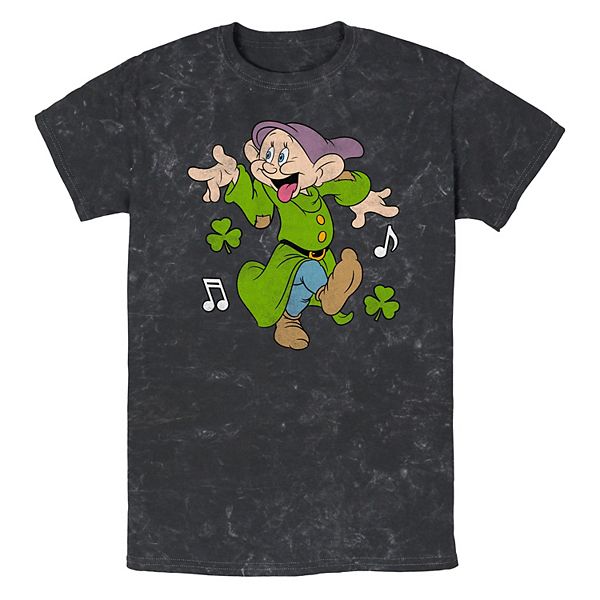 Disney's Snow White And The Seven Dwarfs Dopey Jig Dance Mineral Wash Men's Graphic Tee Disney