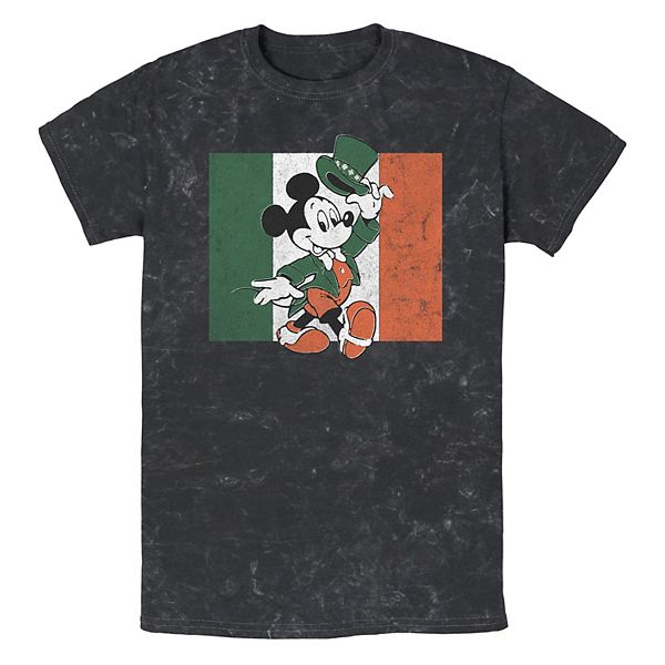 Disney's Mickey Mouse Irish Flag Mineral Wash Men's Graphic Tee Disney