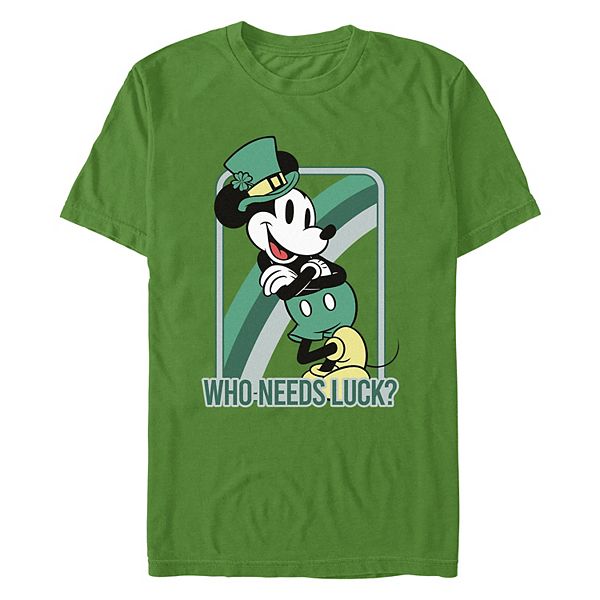 Disney's Mickey Mouse Who Needs Luck? Men's Graphic Tee Disney