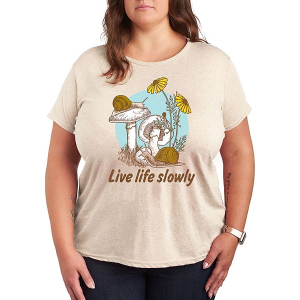 Plus Live Life Slowly Graphic Tee Licensed Character