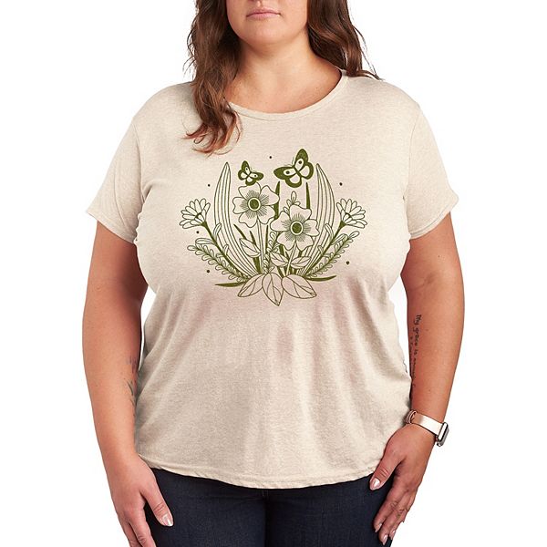 Plus Sketchy Flowers Graphic Tee Licensed Character