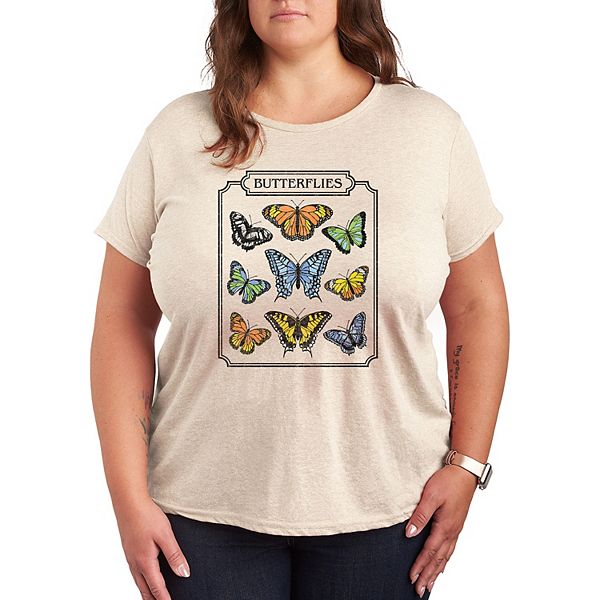 Plus Chart Of Butterflies Graphic Tee Licensed Character