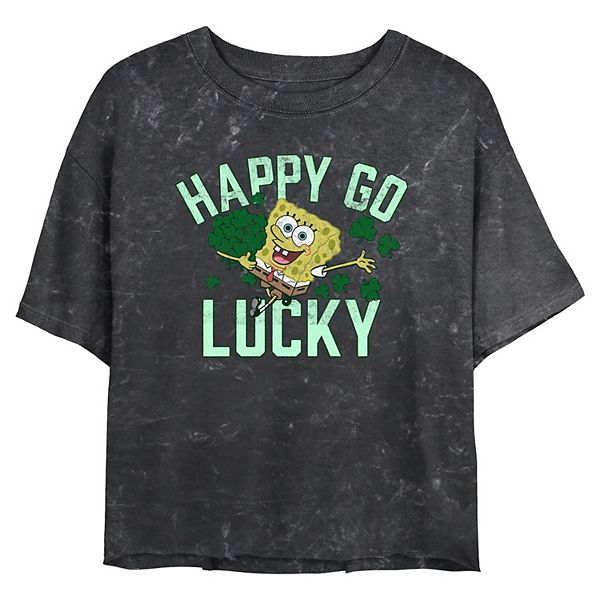 Juniors' Nickelodeon SpongeBob SquarePants Happy Go Lucky Cropped Graphic Tee Nickelodeon