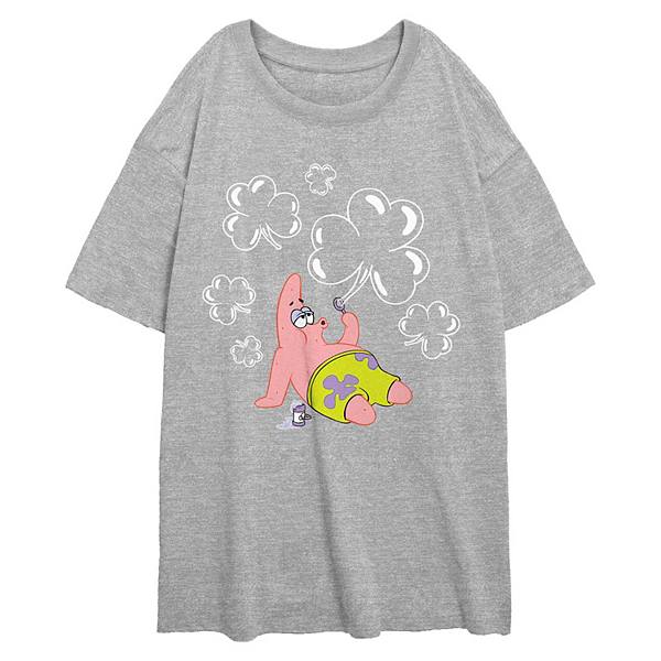 Juniors' Nickelodeon SpongeBob SquarePants Patrick Shamrock Bubbles Oversized Graphic Tee Nickelodeon