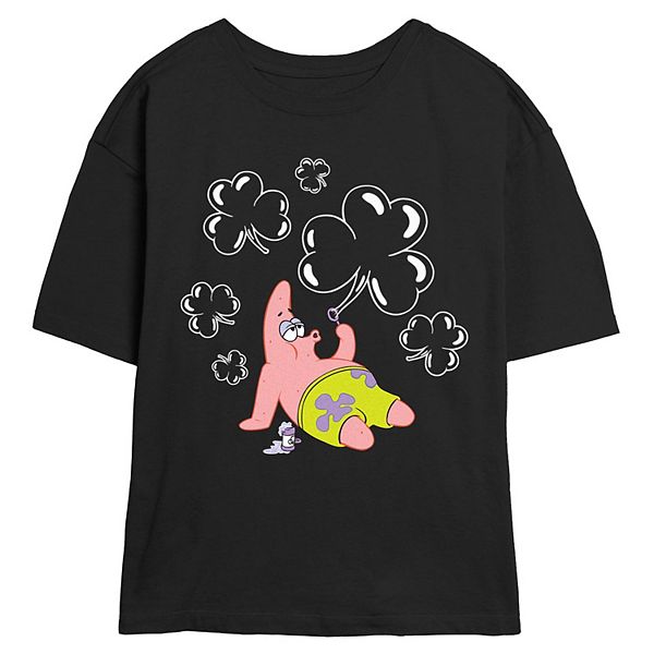 Juniors' Nickelodeon SpongeBob SquarePants Patrick Shamrock Bubbles Skimmer Graphic Tee Nickelodeon