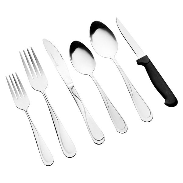 Gibson Home Trillium Plus 24 Piece Stainless Steel Flatware Set with 4 Steak Knives Gibson Home