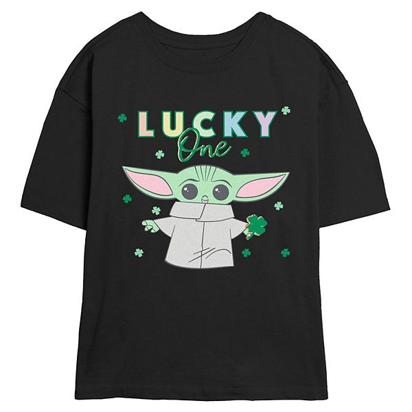 Juniors' Star Wars The Mandalorian The Child Lucky One Skimmer Graphic Tee Star Wars