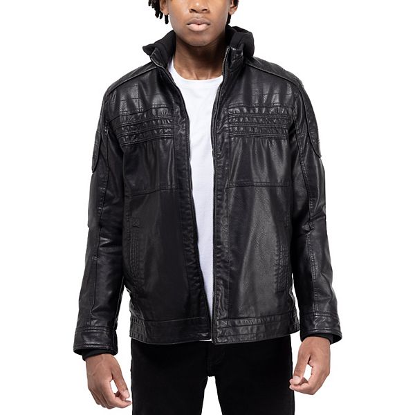 Men's Xray Grainy Faux Leather Hooded Jacket Xray