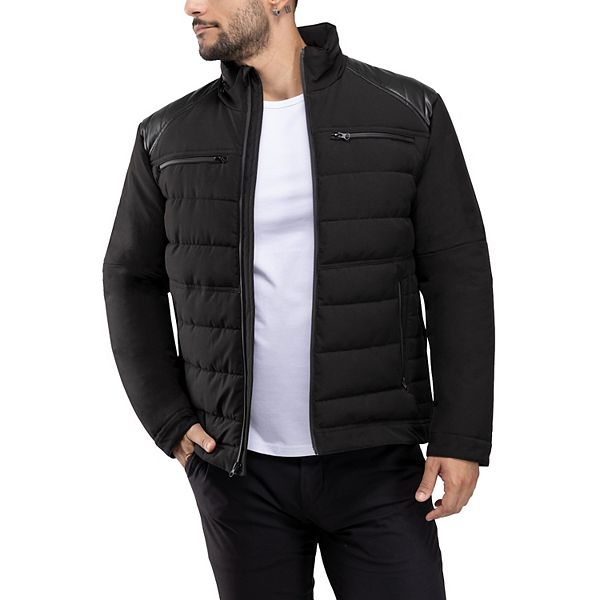 Men's Xray Puffer Jacket with Faux Leather Shoulder Xray