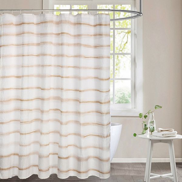 Awesome Home Tan Wavy Striped Shower Curtain Awesome Home