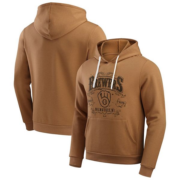 Men's Darius Rucker Collection by Fanatics Tan Milwaukee Brewers Camp Fleece Pullover Hoodie Darius Rucker Collection by Fanatics